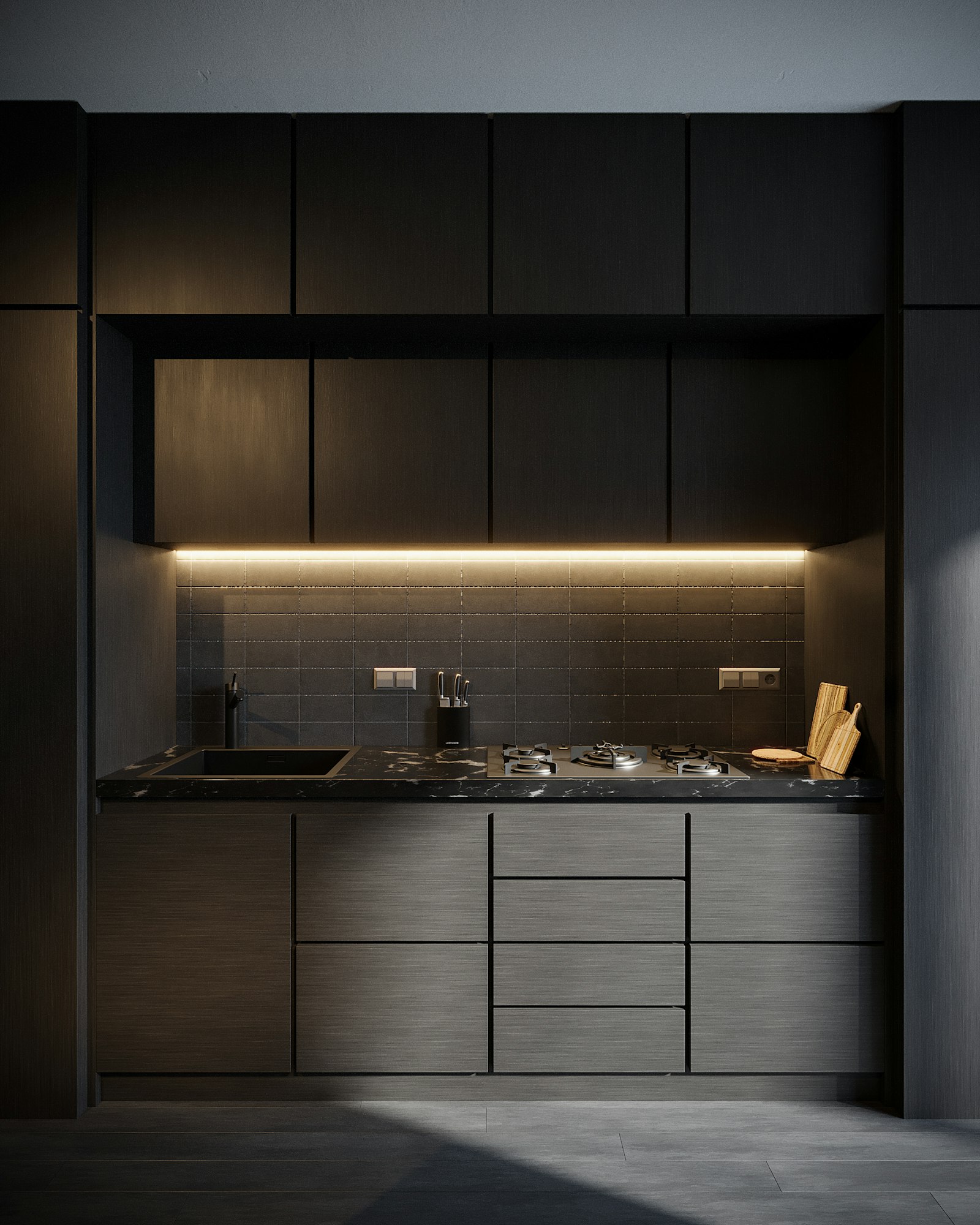 Cocina reformada con frentes a medida e iluminación integrada